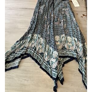 NWT Vtg Silver Stream Blue Paisley Handkerchief Hem Skirt One Size Whimsy Fairy